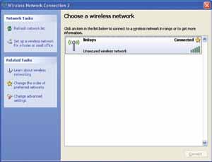 Configurazione della rete wireless integrata all interno del sistema operativo Quando la connessione è attiva, lo stato della rete wireless sarà Connesso.