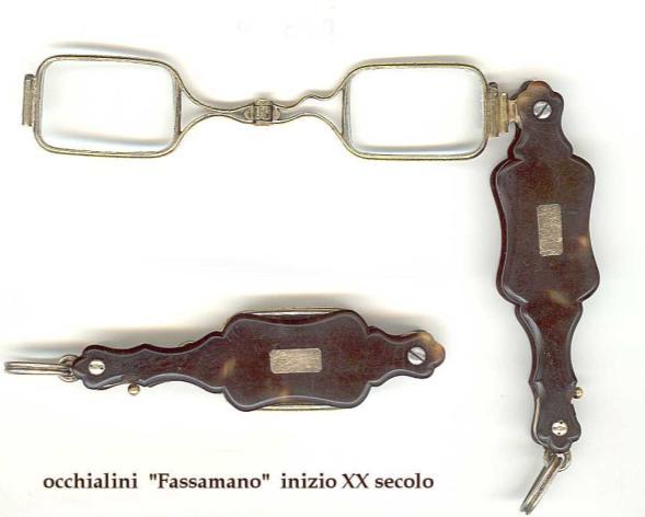 2), lorgnette (fig. 3), face à main, o fassamano (fig. 4), pince-nez (fig.