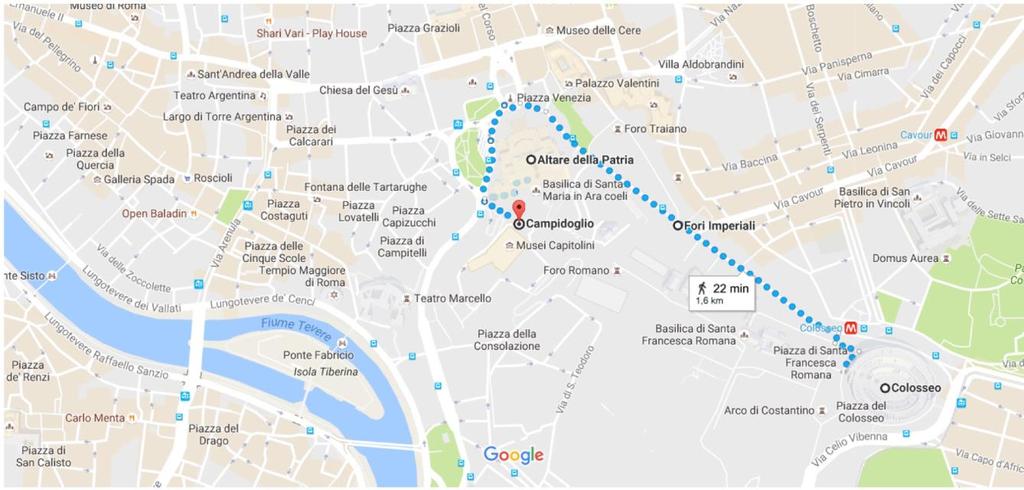 Consigli per Cena:... Giorno 2 Percorso: dal Colosseo al Campidoglio. Da visitare: Colosseo Fori Vittoriano Campidoglio Si parte dal 1.Colosseo, acquistando il Roma Pass (http://www.romapass.