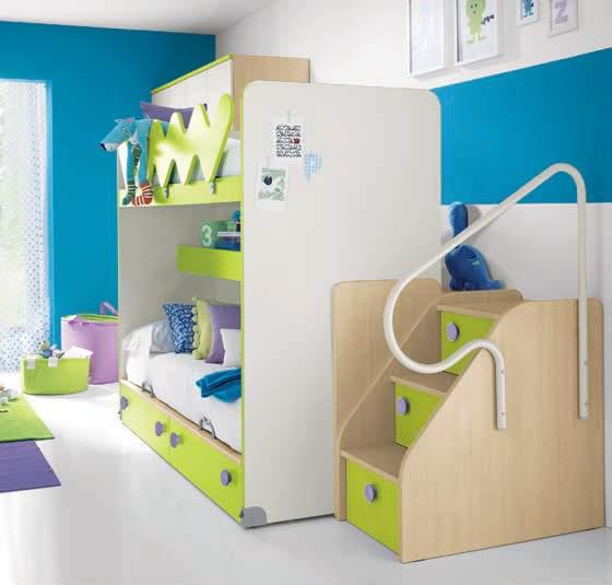The SPRINT bed has very practical storage containers both on the front as on the