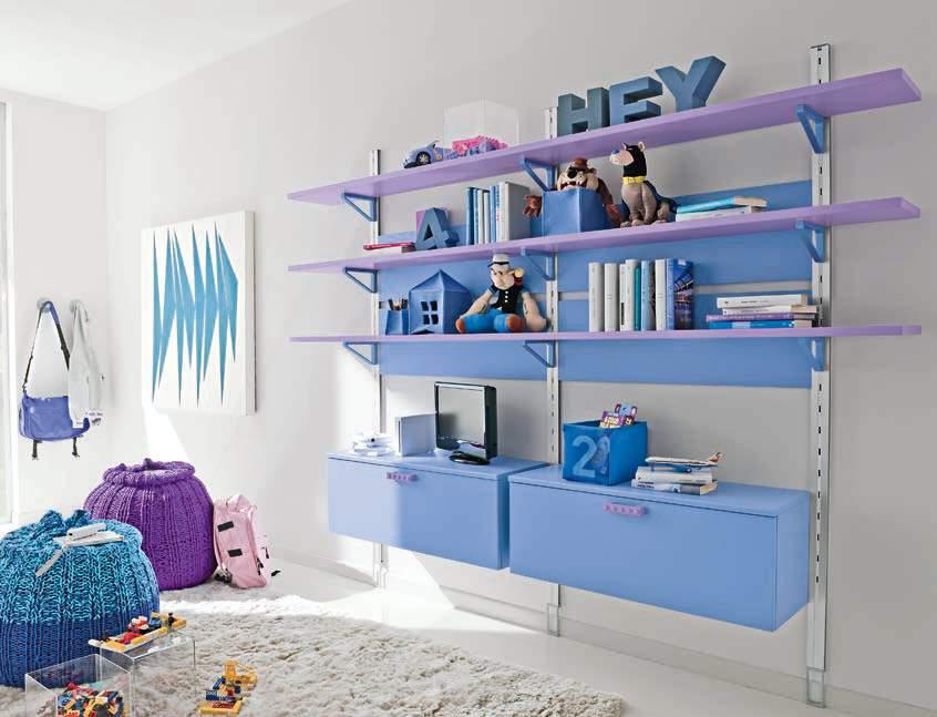 variation with GIANO multifunctional bed, in Lavanda and Bianco.