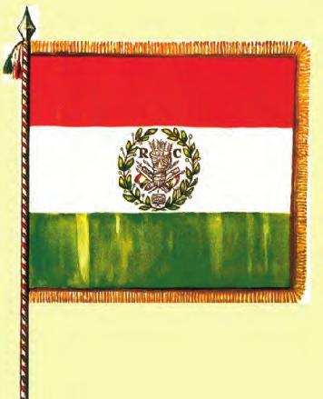 Dai colori della coccarda fu realizzata il 7 gennaio 1797 la bandiera con strisce orizzontali rossa, bianca e verde, rappresentante la Repubblica Cispadana (sopra a destra).