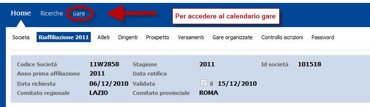 Come navigare il calendario on line nel sistema informatico federale.