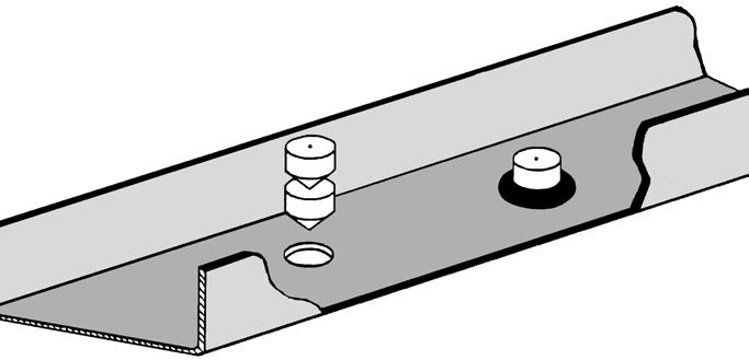 8 adatto alla saldatura d 1 Cordone di saldatura l 2 l 1 h d 2 Profilo a U: larghezza 50 mm, altezza 20 mm, spessore max.