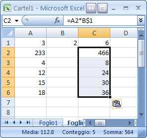 ESEMPIO2: RIFERIMENTO ASSOLUTO Sommare 2 e 2, 10 e 2, 12 e 2, 33 e