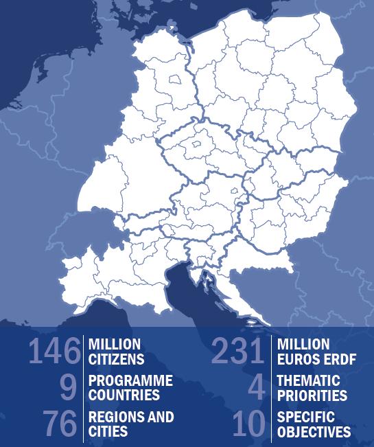 COOPERAZIONE TERRITORIALE: CENTRAL EUROPE Interreg CENTRAL EUROPE 2020 sostiene la cooperazione regionale transnazionale tra nove paesi dell'europa centrale: Austria, Croazia, Repubblica Ceca,
