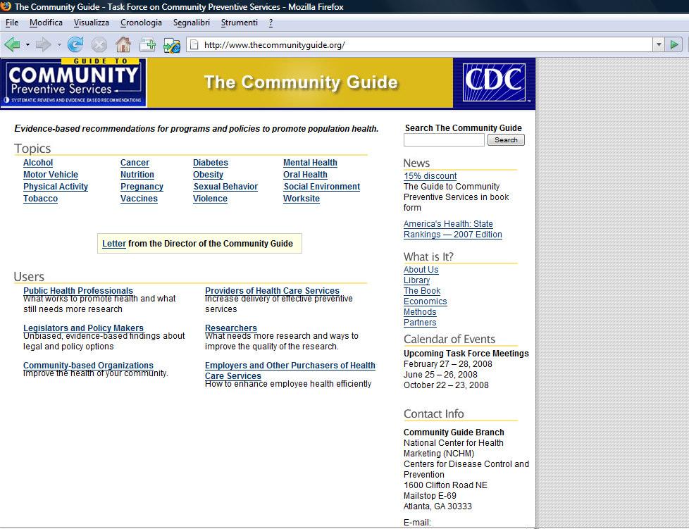 The Community Guide (CDC) Evidence-based recommendations