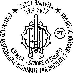 846 RICHIEDENTE: Comitato Italiano Pro Canne della Battaglia SEDE DEL SERVIZIO: ANMIG Sez. Barletta Via Municipio, 8 76121 Barletta DATA: 29/04/2017 ORARIO: 9.00-13.