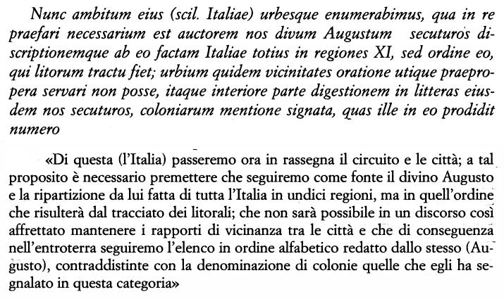 L Italia augustea Plinio, Storia naturale: - 49-48 a.c.