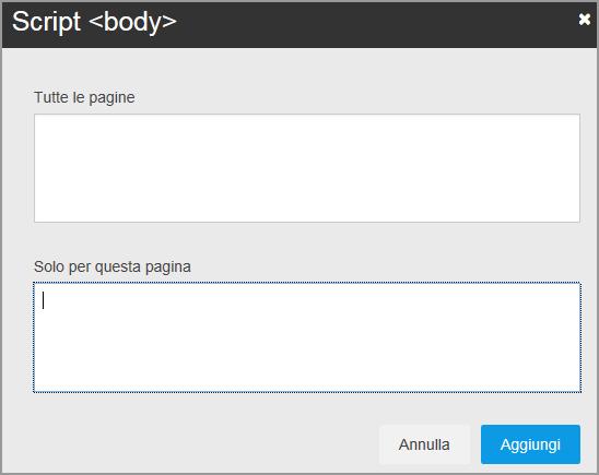 Per terminare tutte le operazioni è necessario selezionare il pulsante SALVA- ATTENZIONE: è sconsigliato apportare modifiche a tali aree se non si hanno almeno conoscenze di base del linguaggio HTML.