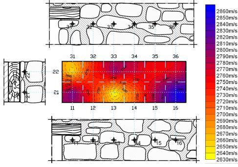 4 - Raccolta ed analisi di precedenti sperimentazioni Fig. 4.54 Tomografia sonica 2Dpp post-iniezione (Bresolato e Pasin, 2009).