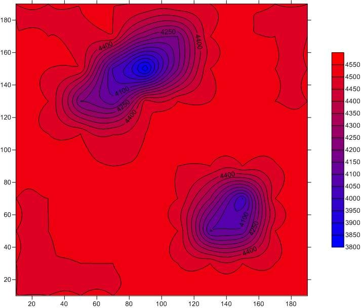 7 - Verifiche e sperimentazioni Fig. 7.9: Immagine tomografia della lastra generata dal software Surfer.