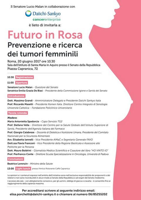 Futuro in Rosa. Prevenzione e ricerca dei tumori femminili Tumori femminili.