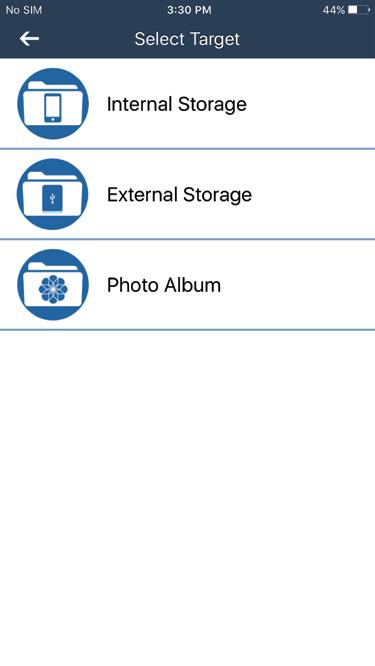 Accedi alla posizione in cui desideri che i file vengano copiati o spostati (Archiviazione interna, Archiviazione esterna o Album di foto).