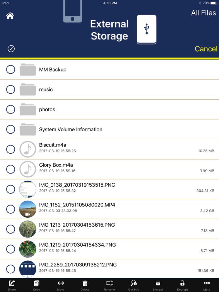 Differenze tra la navigazione su iphone e tablet Le funzionalità dell app Lexar Media Manager sono le stesse su iphone o ipad, ma a causa delle dimensioni dello