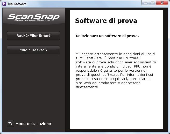Installazione in Windows 4. Cliccare il tasto del software di prova da installare. asi visualizza il banner della pagina di download del software di prova a destra dello schermo.