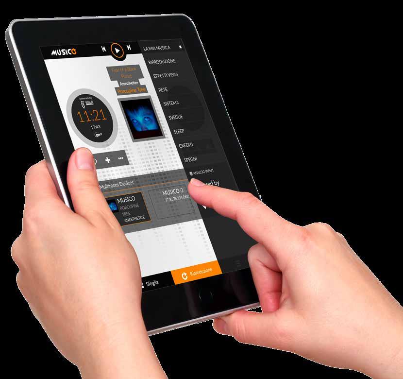 MUSICO - MEDICENTER AUDIO MUSICO CARATTERISTICHE Interfaccia grafica semplice e intuitiva Installazione rapida, Musico creerà un hotspot per la prima configurazione Controllo totale da web page