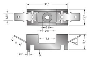 Dimensions in mm portafusibili a basetta, per circuito