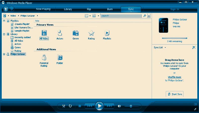 3 Trasferimento IT A Trasferire musica e foto con Windows Media Player 11 Scarica Windows Media Player11: http://www.microsoft.com/windows/windowsmedia/player/11/default.