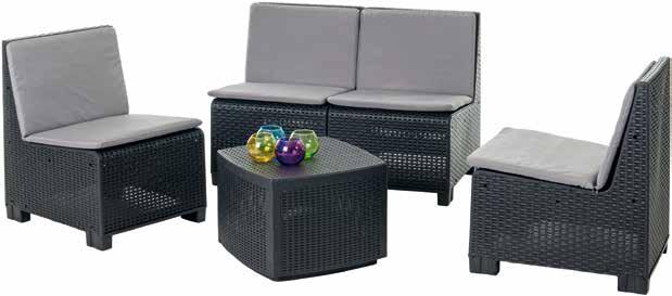 colore antracite 24, 90 SET VULCANO in resina effetto rattan,