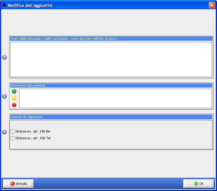 La finestra successiva permette di indicare dati aggiuntivi (con un copia e incolla potrete ritrascrivere le conclusioni), o di