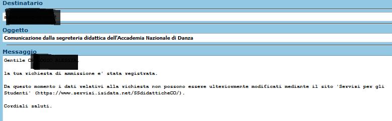 9. REGISTRAZIONE DELLA DOMANDA DI AMMISSIONE DA PARTE DELL ACCADEMIA Il personale della Segreteria accetterà le richieste di ammissione ed i dati verranno inseriti nell archivio delle domande di