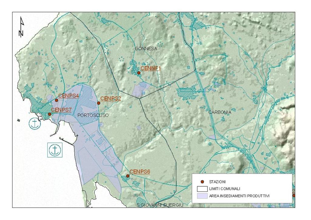 5. AREA DEL SULCIS L area comprende diverse realtà emissive, di tipo industriale, minerario e urbano.