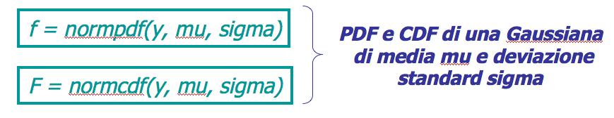 Gaussiane con Matlab Il toolbox statistico di Matlab ha due funzioni predefinite che calcolano direttamente