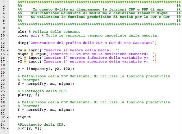 parametri della Gaussiana 2) Inserire l intervallo di ascissa 3) Calcolare la pdf 4) Diagrammare la funzione