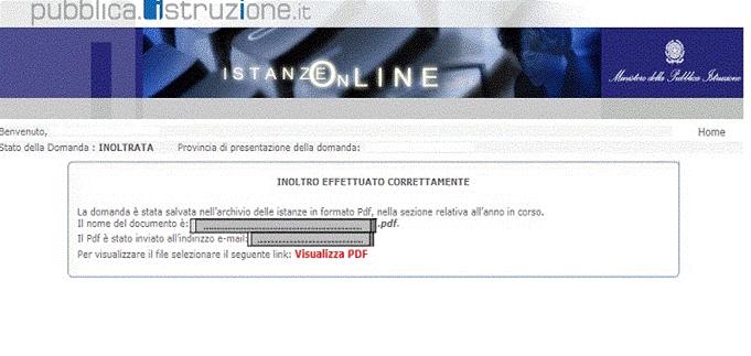 Il termine di tutte le operazioni di inoltro, viene segnalato all utente con la visualizzazione della pagina, riportata in Figura 32, che conferma il buon esito dell operazione.