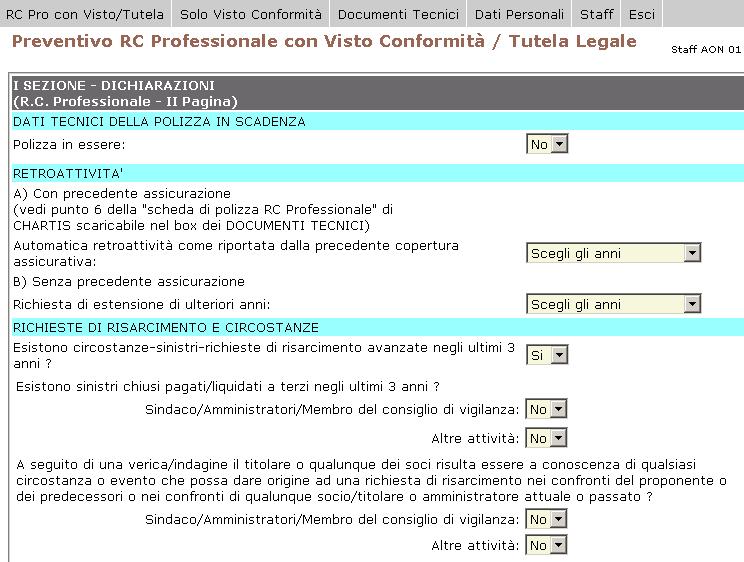 Novità website: Inserimento informazioni riguardo a sinistri e circostanze Inserisci