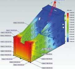 Calcolo elementi finiti (FEM). Calculation of the finished elements (FEM). Slitta e montante poggiano sempre sulle guide.