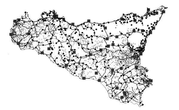 Armatura storica del territorio 1. Aree dei rilievi del trapanese 2. Area della pianura costiera occidentale 3. Area delle colline del trapanese 4.