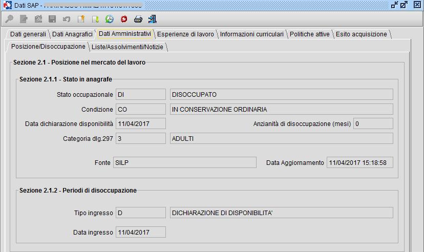 Figura 4 - Dati SAP - Sezione 2.2.1.