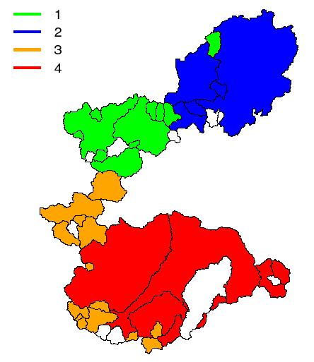 Regioni disgiunte secondo la Cluster Analysis Determinazione di regioni statisticamente omogenee