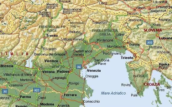 Confini attuali tra Italia, Slovenia e