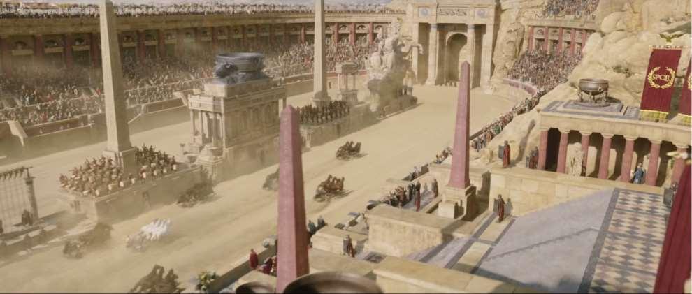 Sali a Partecipi bordo e partecipi alla Corsa alla delle corsa Bighe delle sul bighe set Originale sul set originale di Ben di Hur Ben