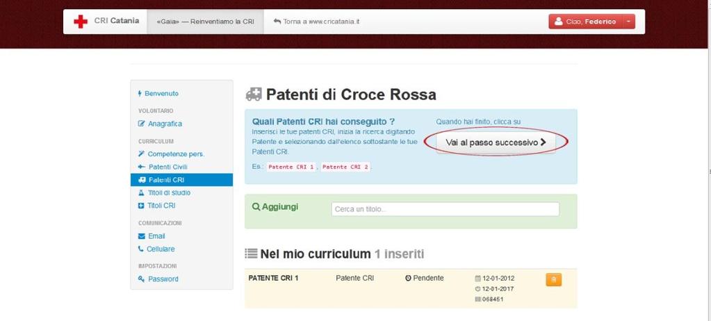 Appena inserita la patente CRI noteremo che lo stato della patente è pendente, ciò accade perché le patenti e i tioli CRI devono essere