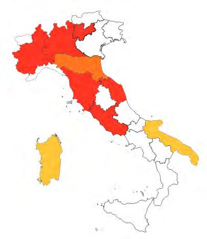 COPERTURA DELLA RILEVAZIONE DEI CASI DI TUNS PER REGIONE.