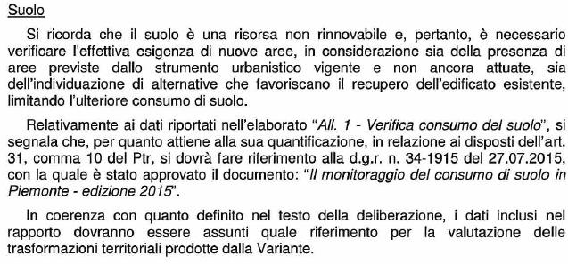 Nella verifica delle interferenze si tiene conto del contributo espresso nella prima conferenza di copianificazione dal Consorzio Irriguo succitato. Si corregge l indicazione della carta dei suoli.