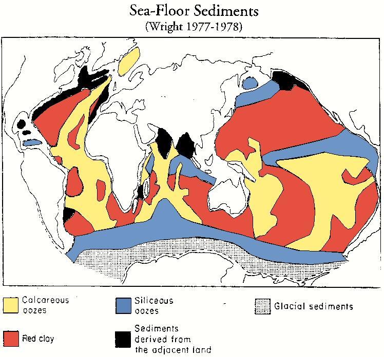 Nella scheda a parte la classificazione dei sedimenti pelagici ed emipelagici secondo il Berger (1974) TIPI DI SEDIMENTI OCEANICI: Terrigeni (fluviali e eolici), Vulcanogeni (eolici), Biogeni,