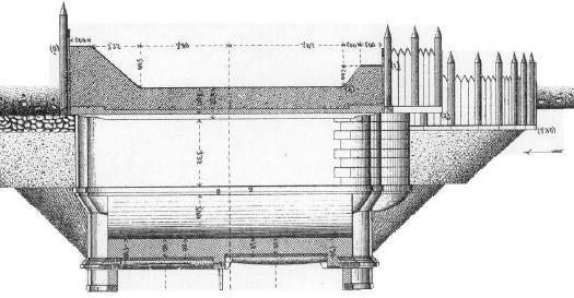 Le opere di presidio contro l erosione della corrente furono realizzate anche mediante cortine di pali e di palancole spesso solidali con la struttura fondale.
