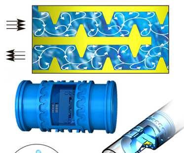 Gocciolatore coestruso a flusso turbolento con labirinto autopulente e