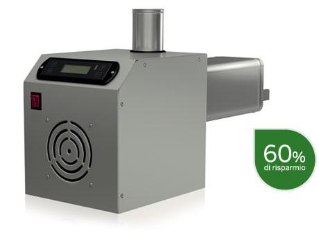 B - ESSENZIALE Il bruciatore B-Essenziale è un bruciatore a pellet con auto modulazione, assistito da 5 livelli di potenza in grado di produrre una potenza modulante del bruciatore di 50 kw.