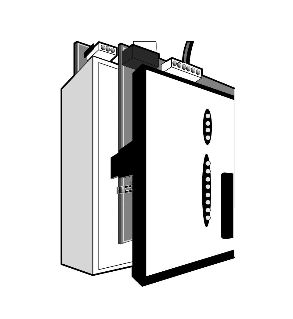 CENTRALE ANTINCENDIO A 4 ZONE ESPANDIBILE A 20 INSTALLAZIONE CENTRALE Collegare le uscite GUASTO e SPEGNIMENTO con le schede interfaccia linea di uscita contrassegnate con un bollino adesivo di