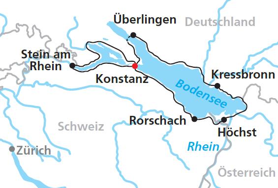 .. Sul giro classico vi presentiamo le città più conosciute sul lago di Costanza: Meersburg, Friedrichshafen, Lindau, Bregenz, Arbon e Costanza.