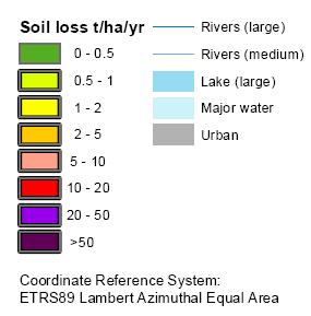 Figura 8 - Zone a rischio di erosione in Sicilia Anno 2003 Fonte: Pan-European Soil Erosion Risk Assessment (PESERA): The PESERA