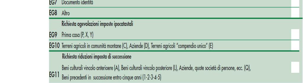 documentazione utilizzando il quadro EG al