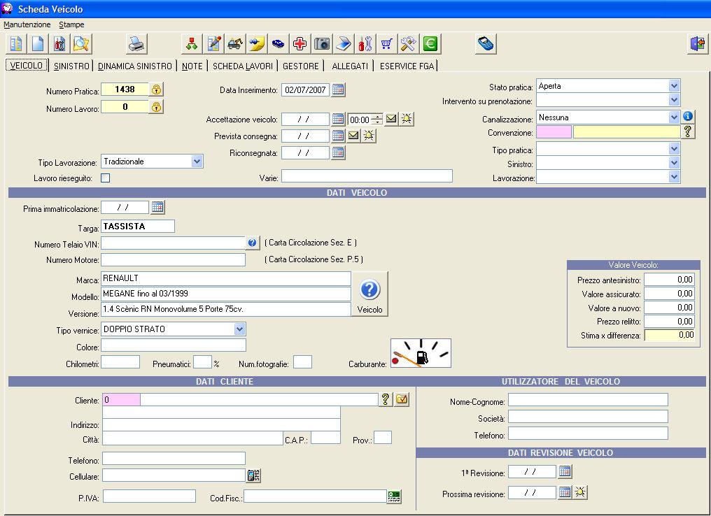 Compilazione pratica e preventivo: La pratica che si intende gestire con eservice deve essere compilata in modo corretto rispettando alcuni vincoli: - stato