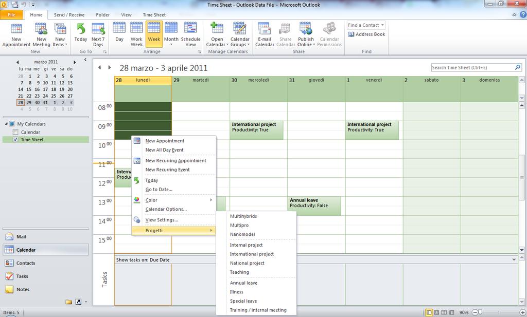 1.1 - Obiettivo della tesi L obiettivo che ci si è posti con questa tesi è la progettazione e lo sviluppo di un add-in di Outlook che permetta la gestione dei timesheets dei dipendenti all interno di